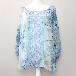 Anthropologie Tops - Fig&Flower Anthro Floral Sheer Long Sleeve Blouse Anthropologie Tops - Fig&Flower Anthro Floral Sheer Long Sleeve Blouse